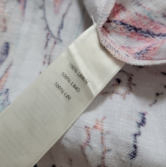 ✨CL Chico's 100% Linen Paisley Pastel Color Print Full Zip 3/4 Sleeve Blazer 0 - Picture 13 of 13